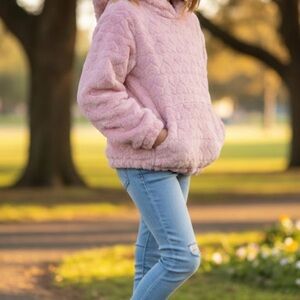 No Boundaries Pink Fuzzy Hoodie Jacket